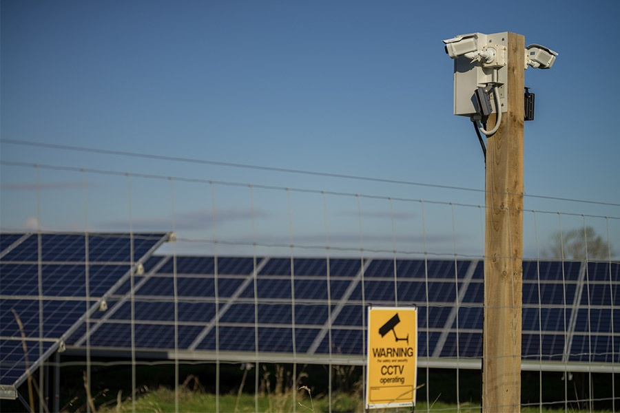 Fencing and CCTV surrounding the solar farm